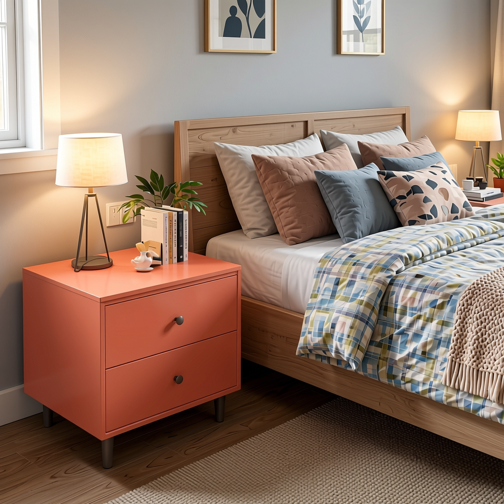 Warm Coral Pink Plain Laminate 8x4 ft Satin 1 mm - 234 SMT — application view in a girl's bedroom