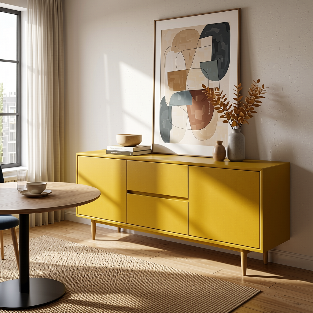 Merigold Plain Colors Laminate 8*4 ft Suede 1.0 mm - HER-1167 — application view in a dining room