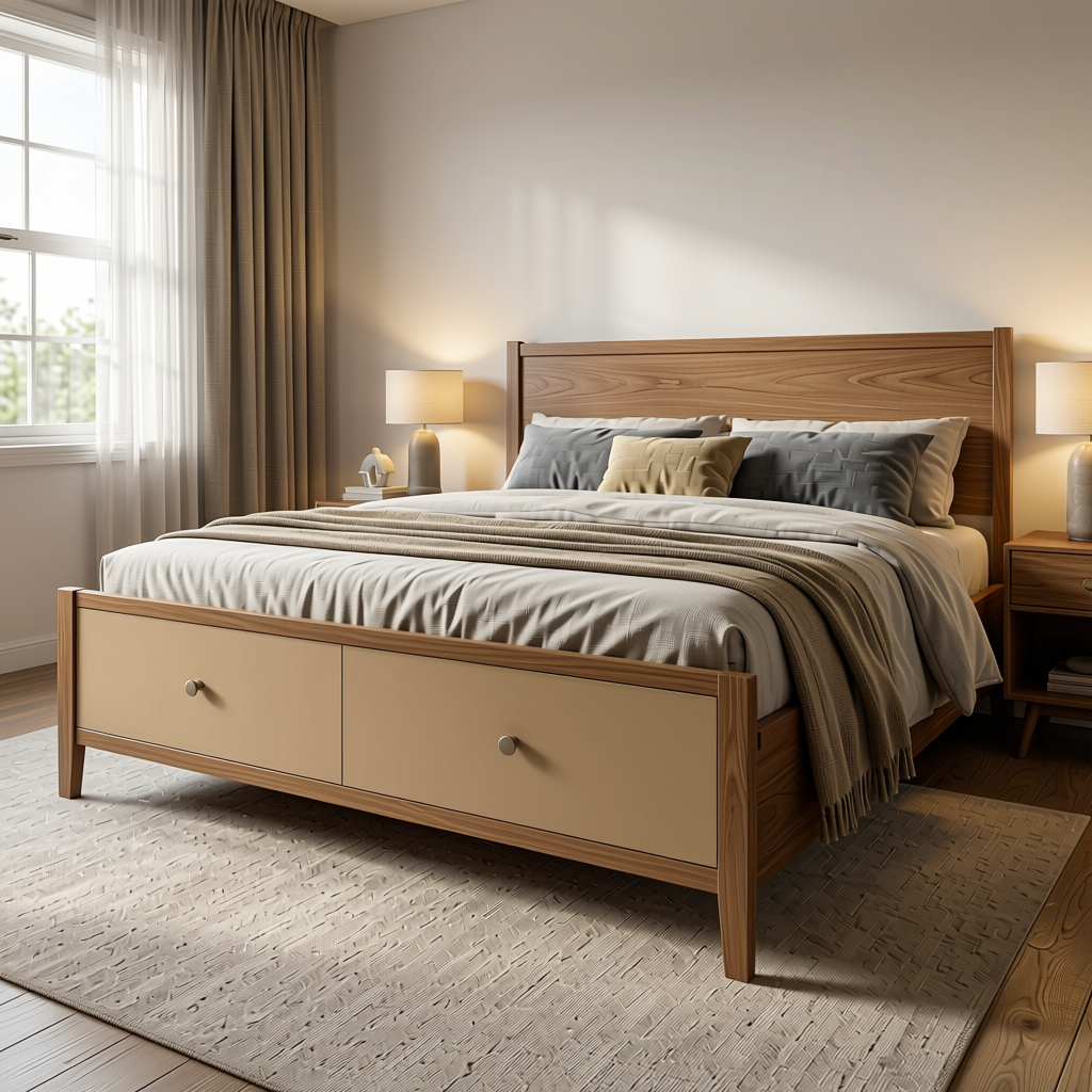 Abalobe Grey Plain Laminate 8x4 ft Suede 0.8 mm - 21439 SF — application view in a bedroom