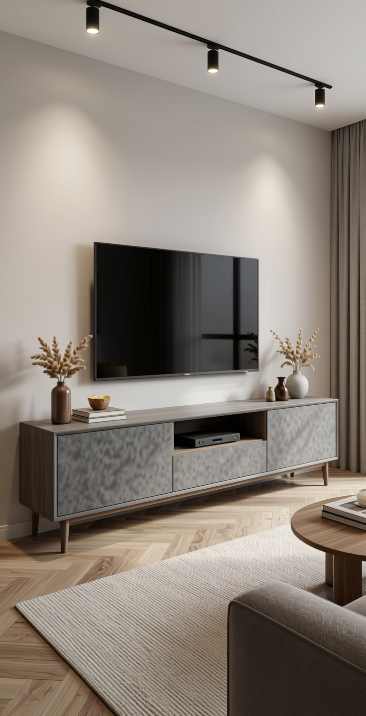 Grey Plain Laminate 8x4 ft Suede 1 mm - 21089 Ash — application view in a contemporary living room