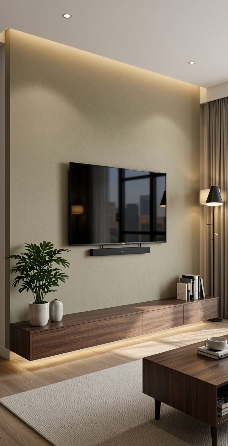 Plain Laminate 8x4 ft Suede 1 mm - 21051 Barley — application view in a modern living room