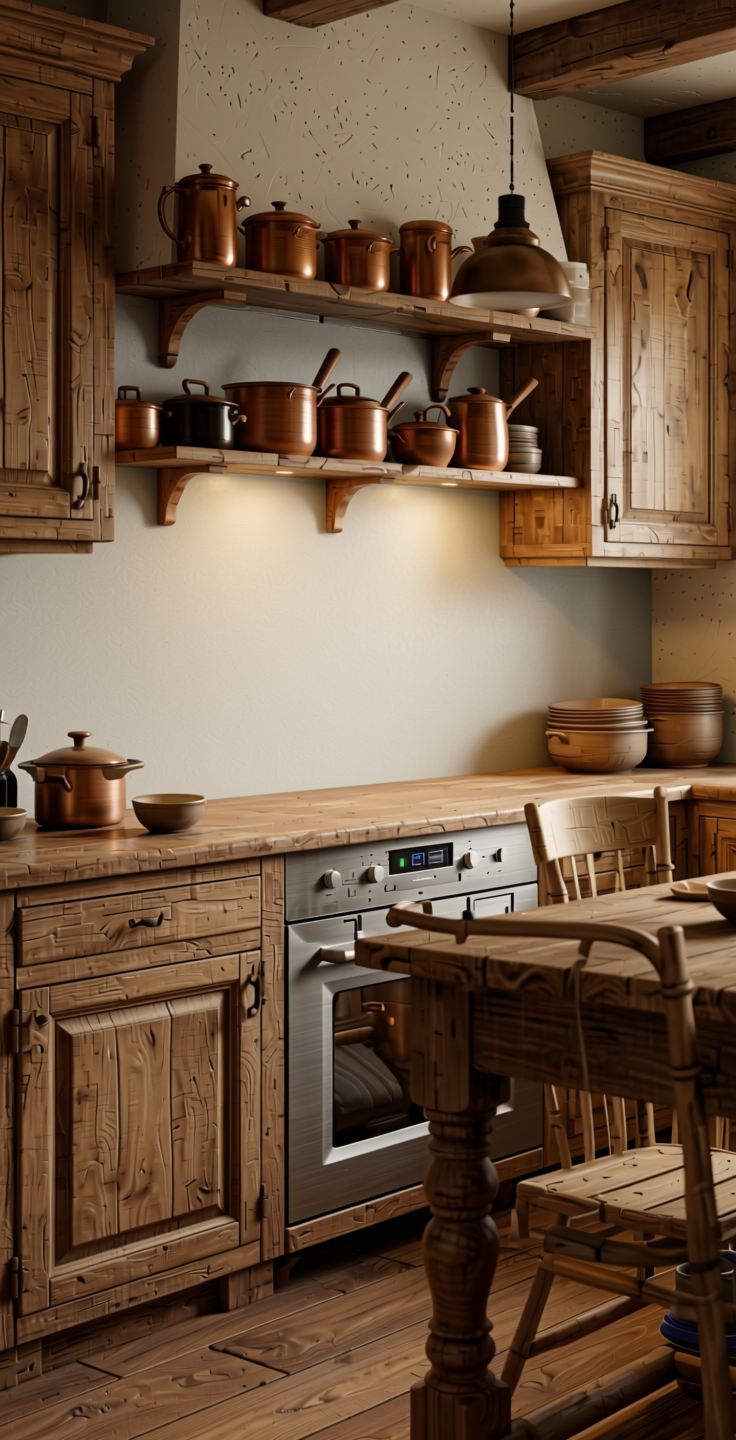 Plain Laminate 8x4 ft Suede 1 mm - 21161 Ceramic — application view in a rustic kitchen