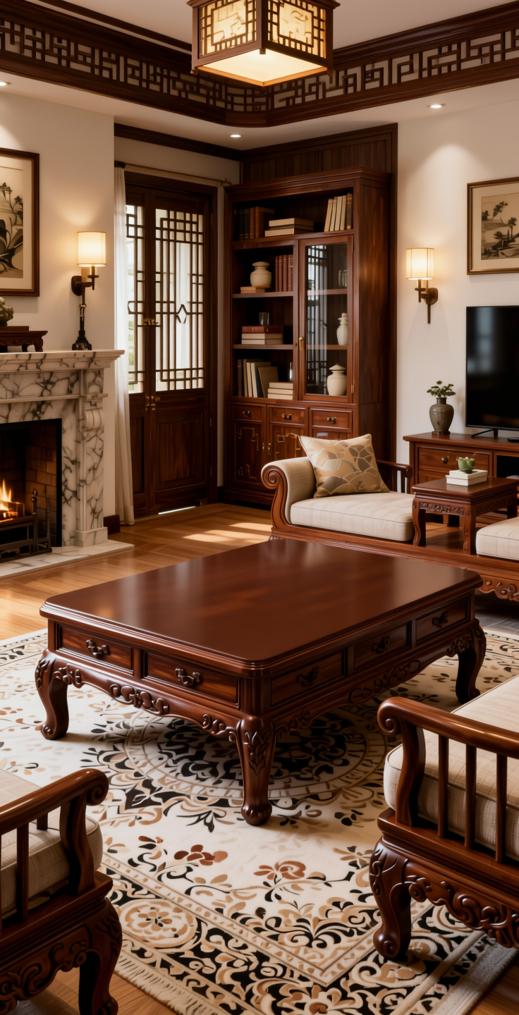 Chocolate Plain Laminate 8x4 ft Texture 1 mm - 21028 JW — application view in a traditional living room