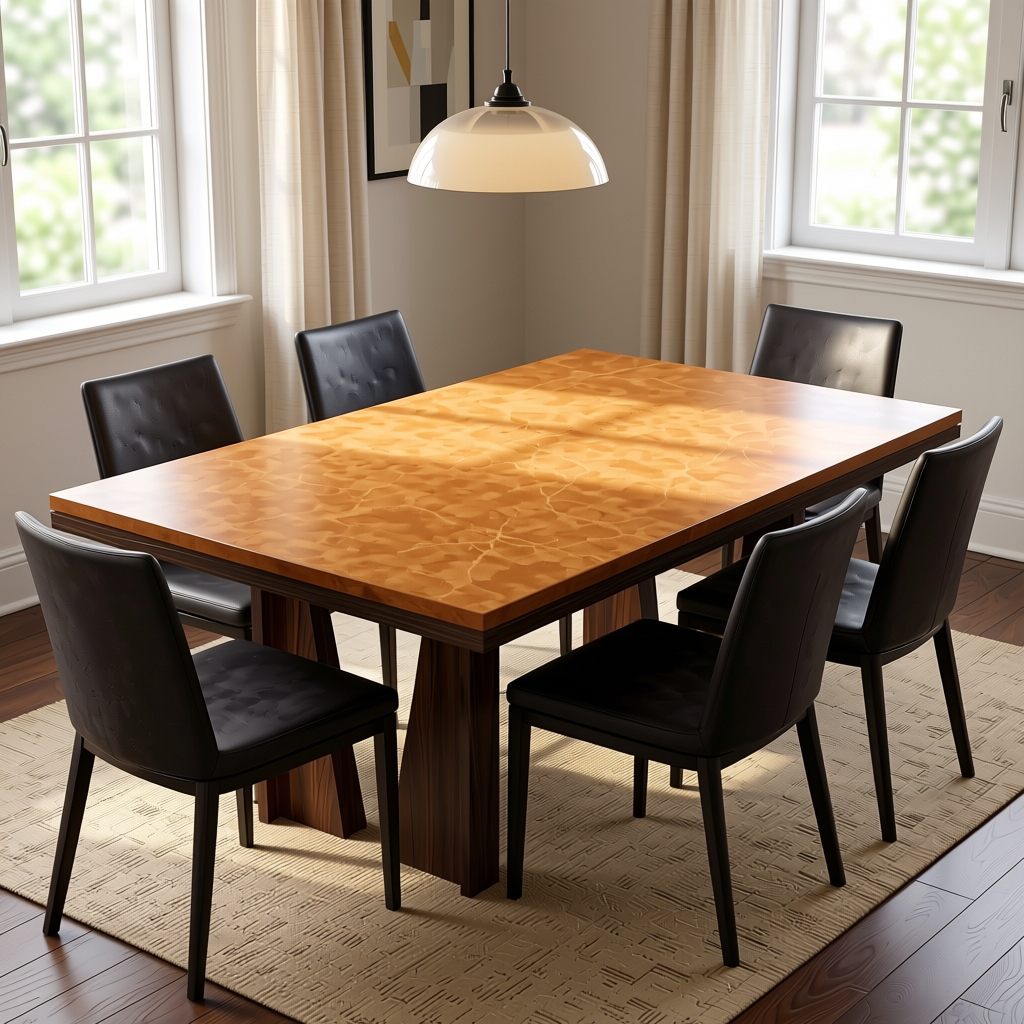 Plain Laminate 8x4 ft Suede 1 mm - 21135 Clay — application view in a dining room