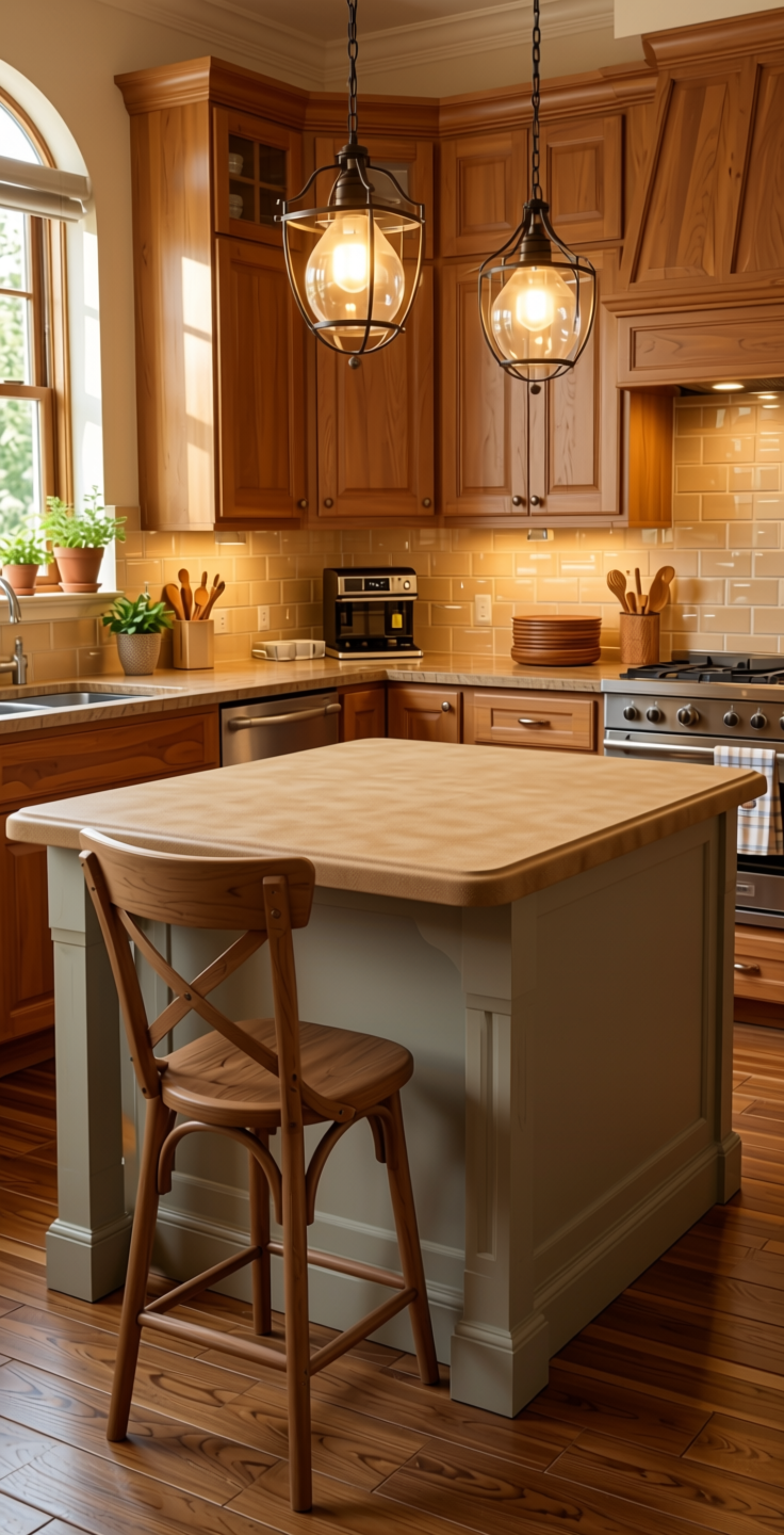 Plain Laminate 8x4 ft Suede 1 mm - 21387 Corn — application view in a warm kitchen