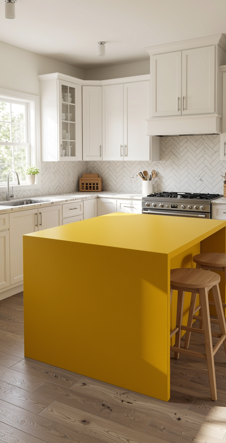 Citrus Plain Laminate 8x4 ft Suede 1 mm - 21023 Dark — application view in a bright kitchen