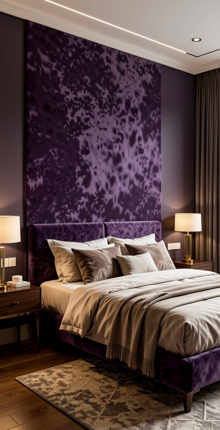 Plain Laminate 8x4 ft Suede 1 mm - 22172 Enigma — application view in a elegant bedroom