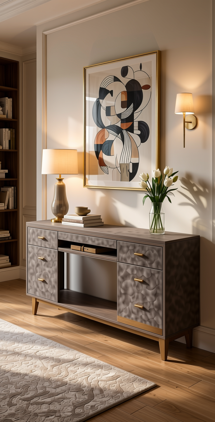 Plain Laminate 8x4 ft Suede 1 mm - 22157 Gladiola — application view in a elegant living room