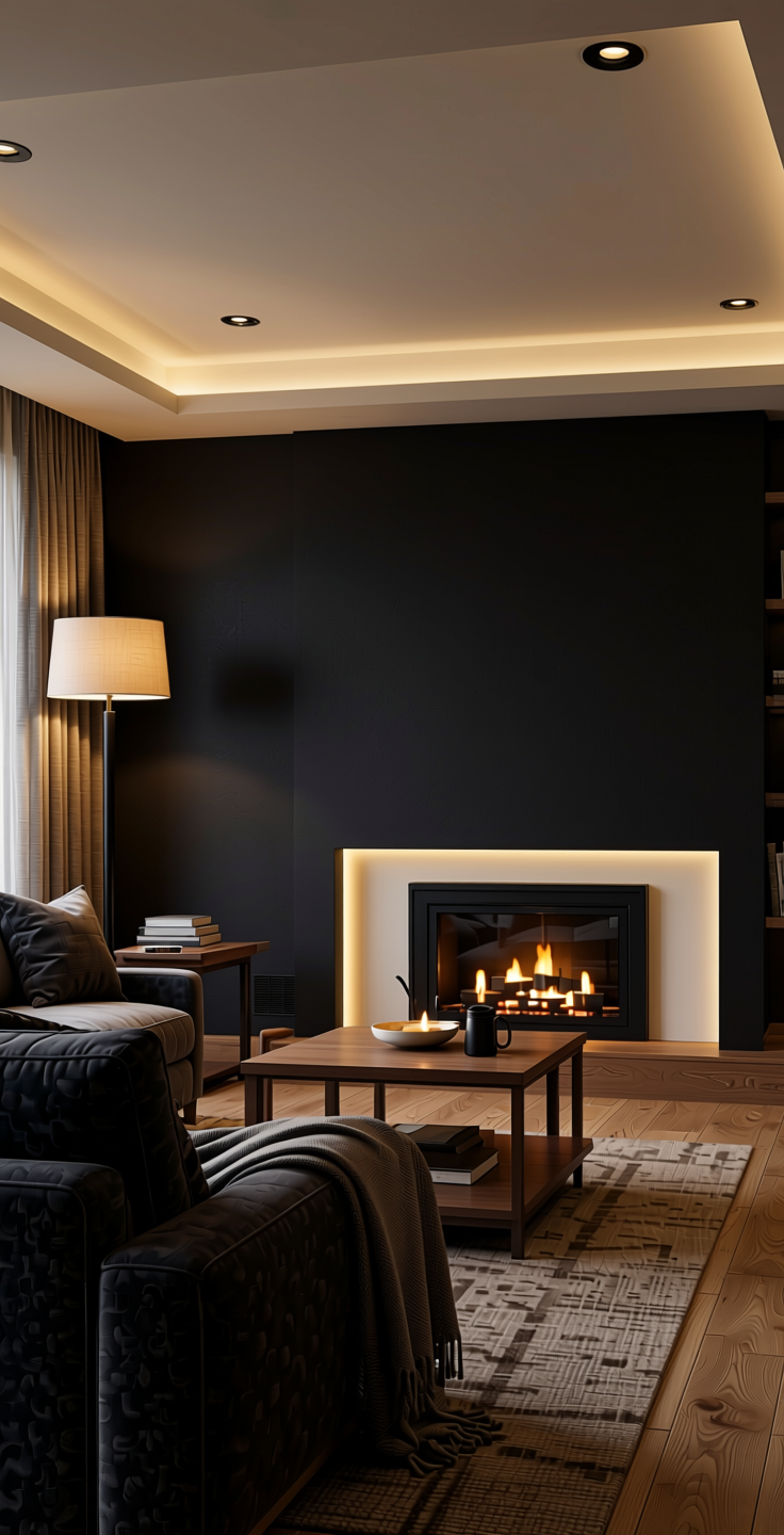 Black Plain Laminate 8x4 ft Texture 1 mm - 21066 IMP — application view in a home theater