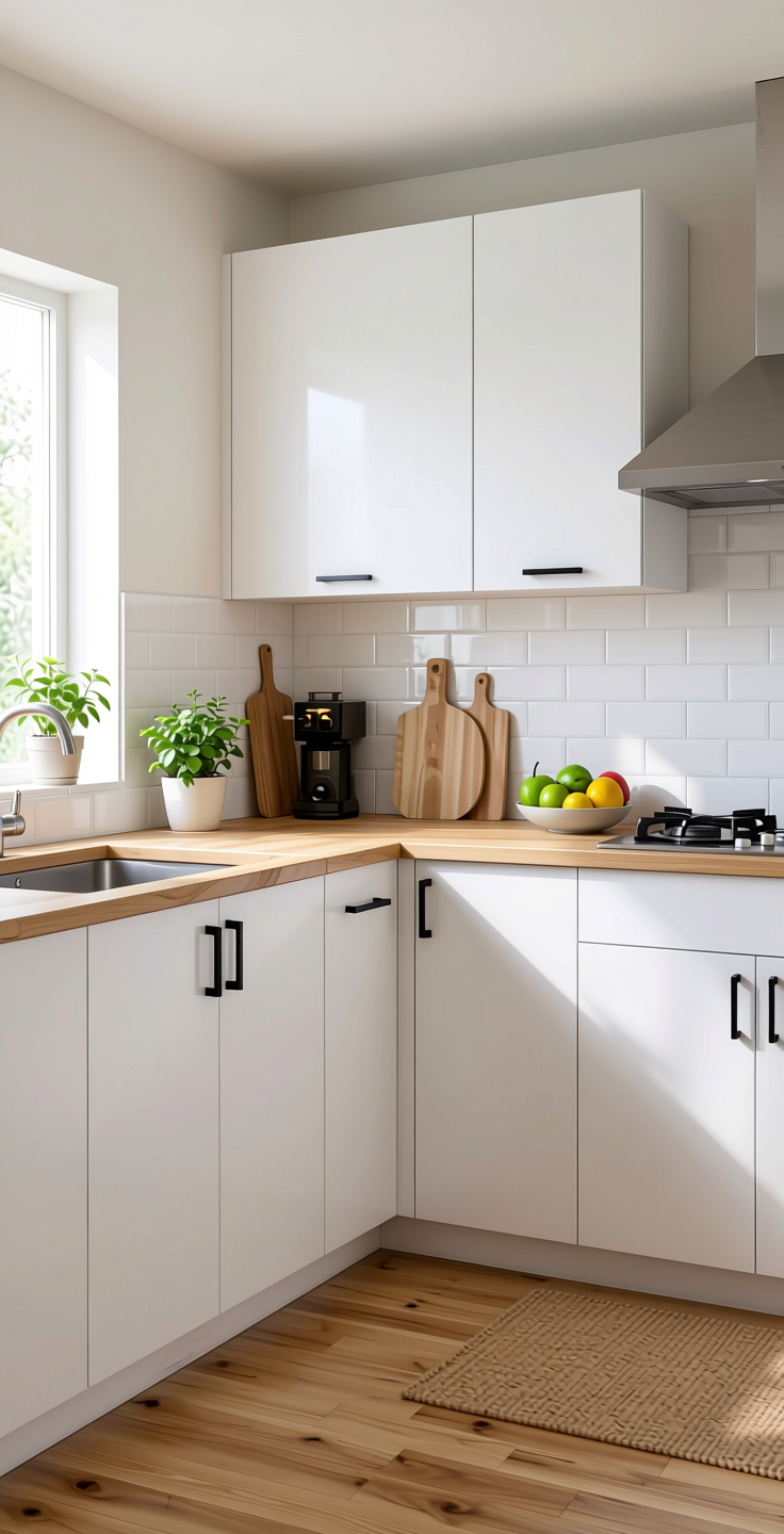 White Plain Laminate 8x4 ft Suede 1 mm - 21341 Interior — application view in a bright kitchen