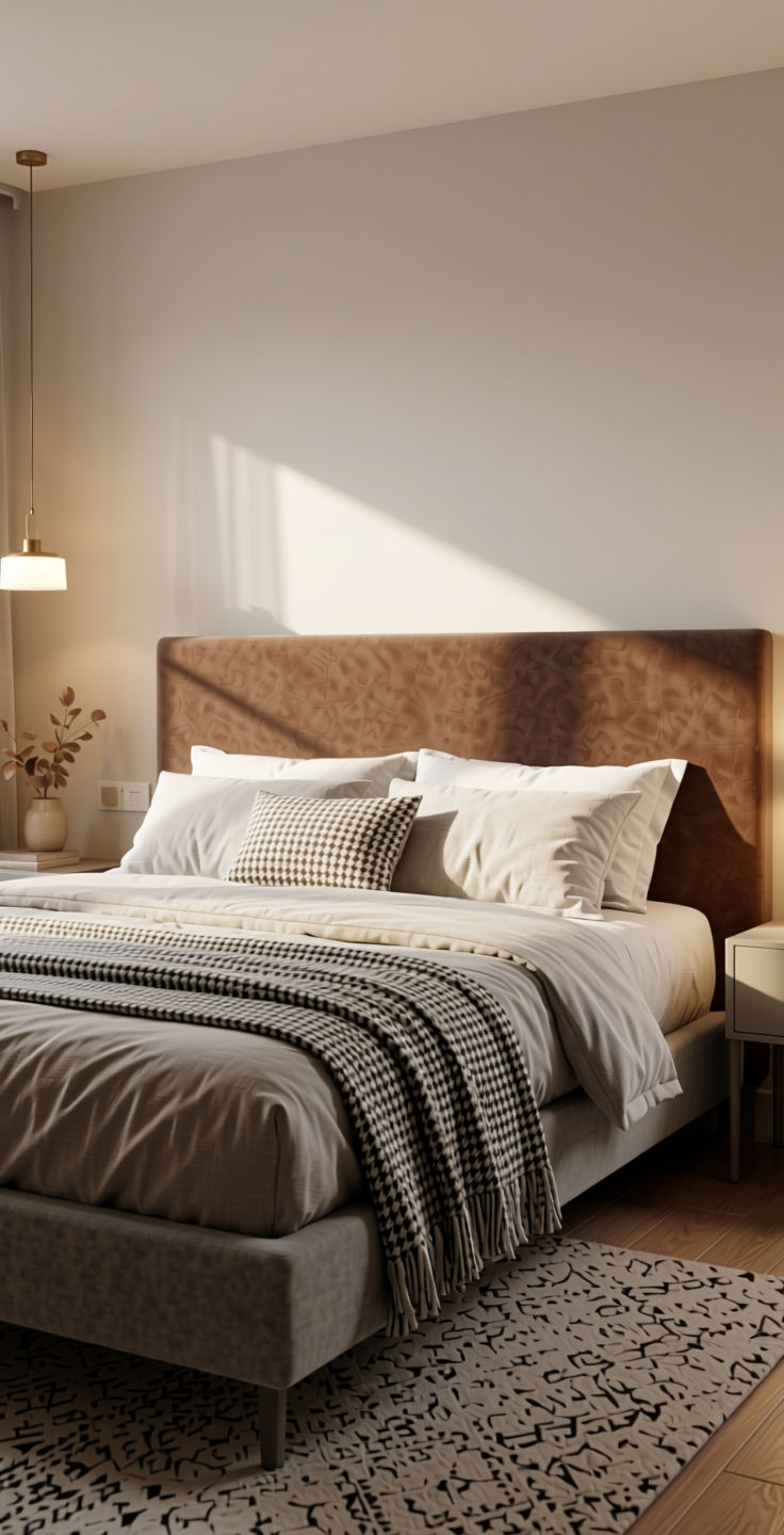 Plain Laminate 8x4 ft Suede 1 mm - 21307 Jaisalmer — application view in a bedroom