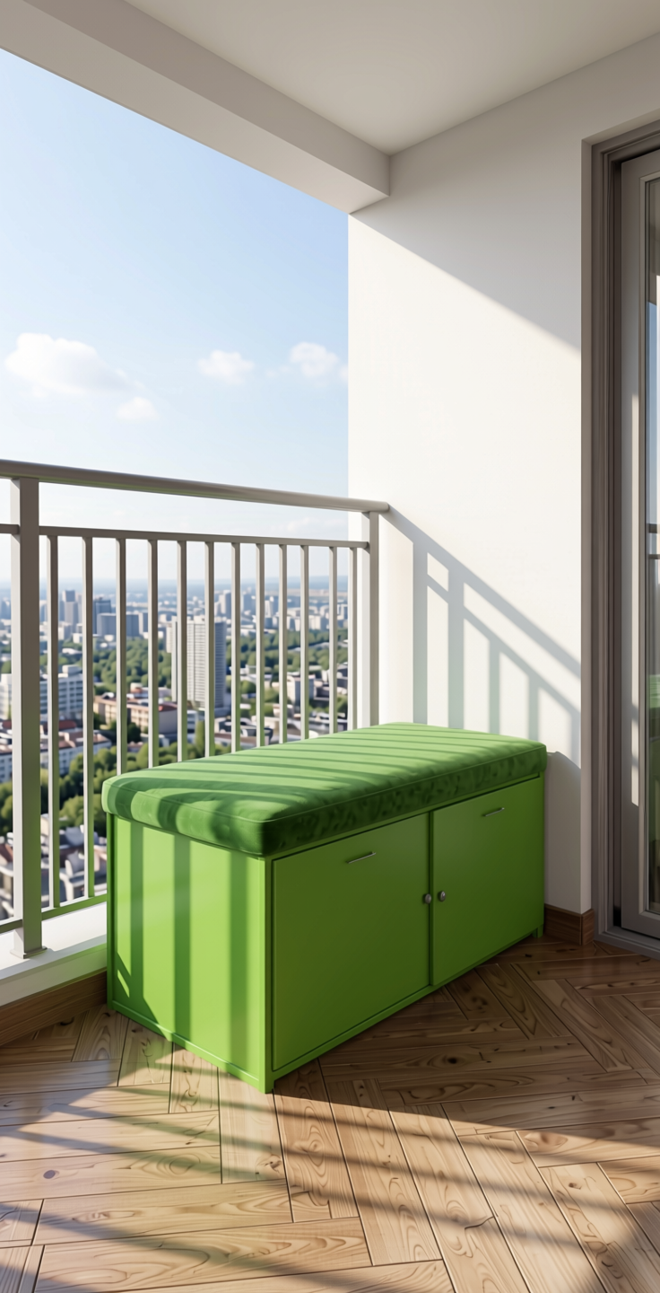 Green Plain Laminate 8x4 ft Suede 1 mm - 21143 Parrot — application view in a bright balcony
