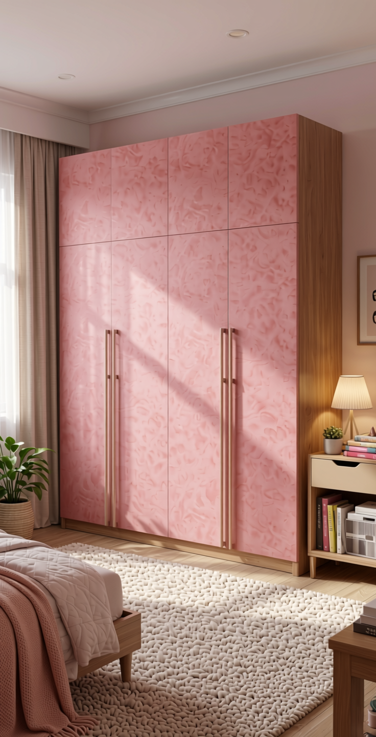 Salt Plain Laminate 8x4 ft Suede 1 mm - 22104 Pink — application view in a girl's bedroom