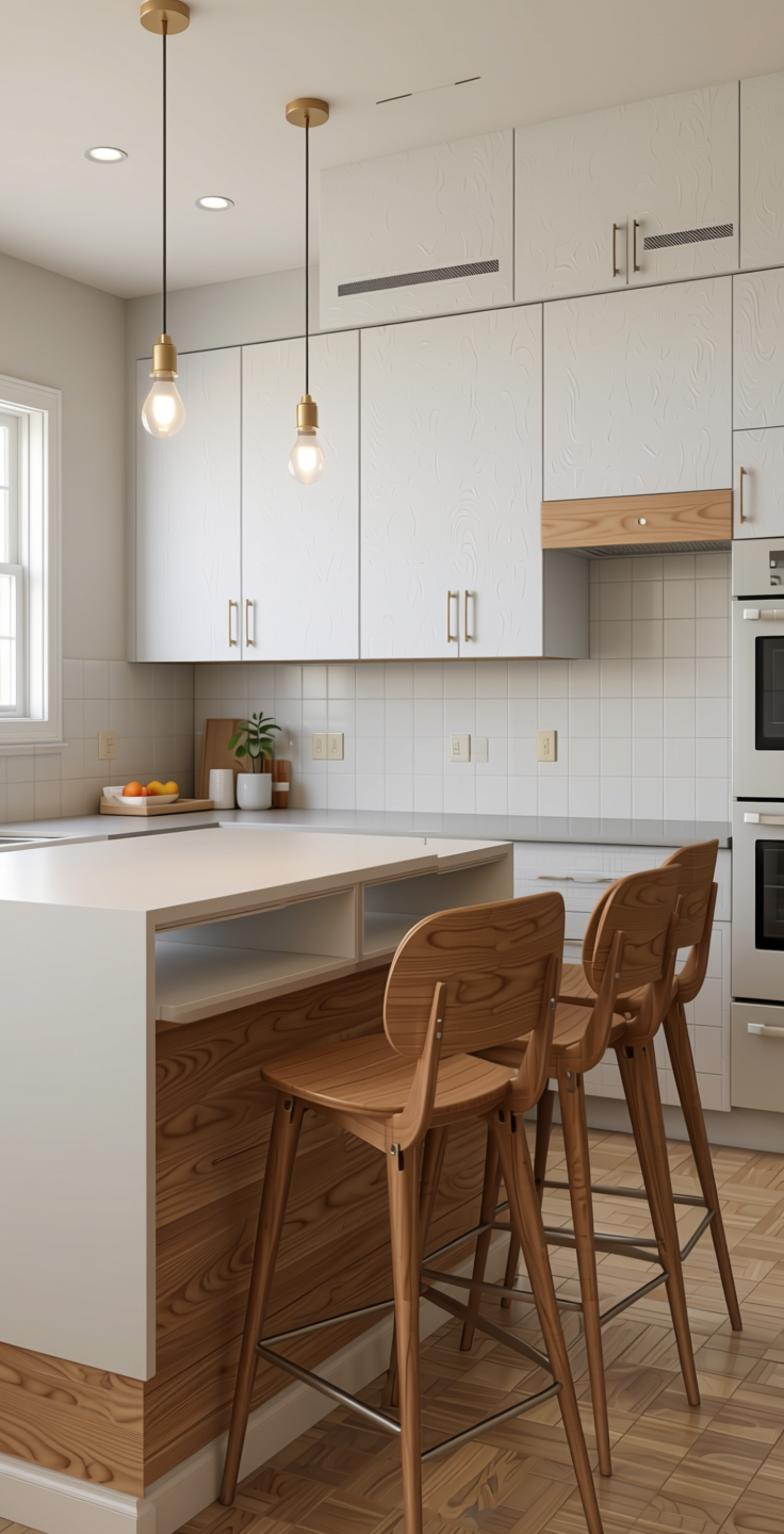 White Plain Laminate 8x4 ft Suede 1 mm - 21141 Snow — application view in a clean kitchen
