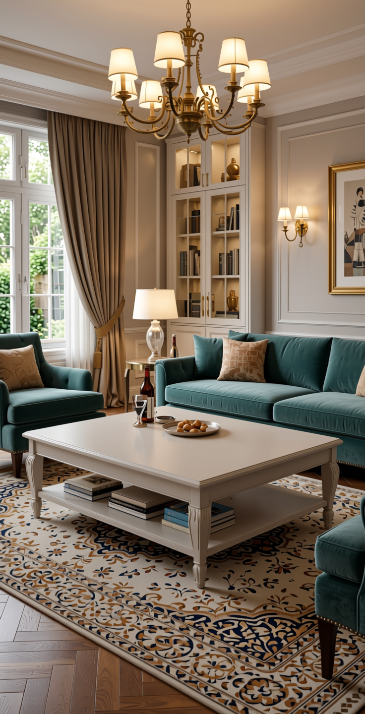 Lily Plain Laminate 8x4 ft Suede 1 mm - 21081 White — application view in a elegant living room