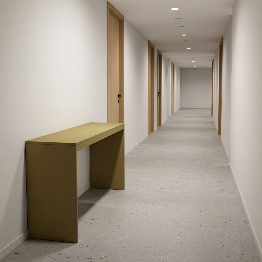 Mushroom 2 Plain Colors Laminate 8*4 ft Suede 1.0 mm - HER-1508 — application view in a minimalist hallway