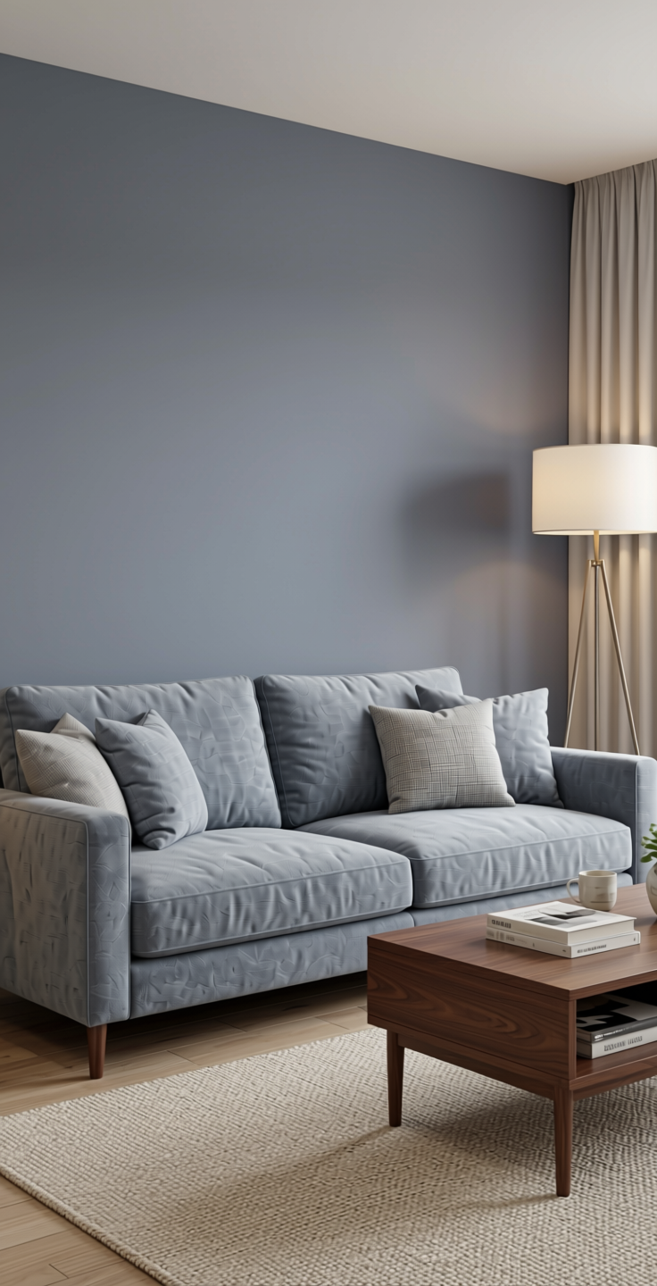 Eve Grey Plain Laminate 8x4 ft Suede 1 mm - 3565 SUD — application view in a neutral living room
