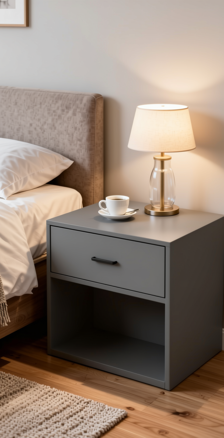 Eve Grey Plain Laminate 8x4 ft Super Matte 1 mm - 3565 RSO — application view in a serene bedroom