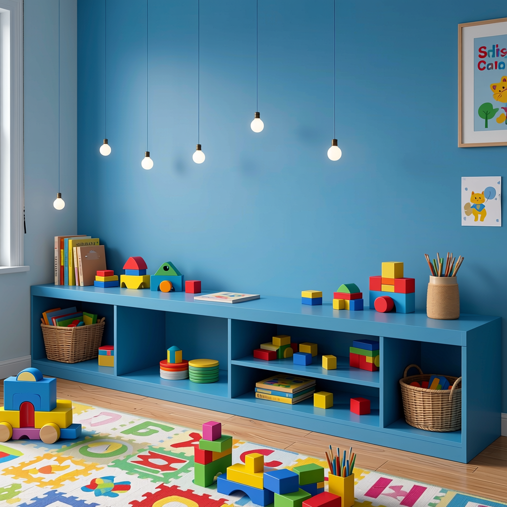 Pacific Blue 2 Plain colors Laminate 8*4 ft Soft Touch 1.0 mm - HER-1565 — application view in a children's playroom