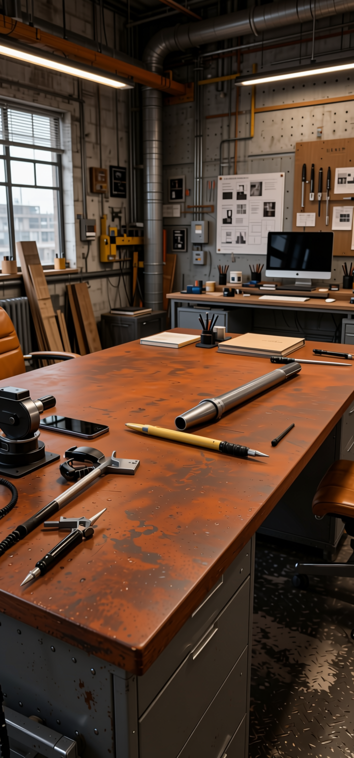 Rock Rust Plain Laminate 8x4 ft Matte 1.5 mm - ST 173 — application view in a industrial study