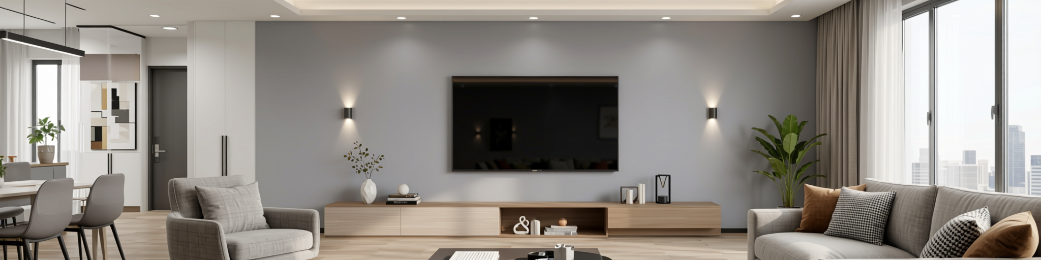 Plain Laminate 8x4 ft Texture 1 mm - CF 1103 — application view in a modern living room
