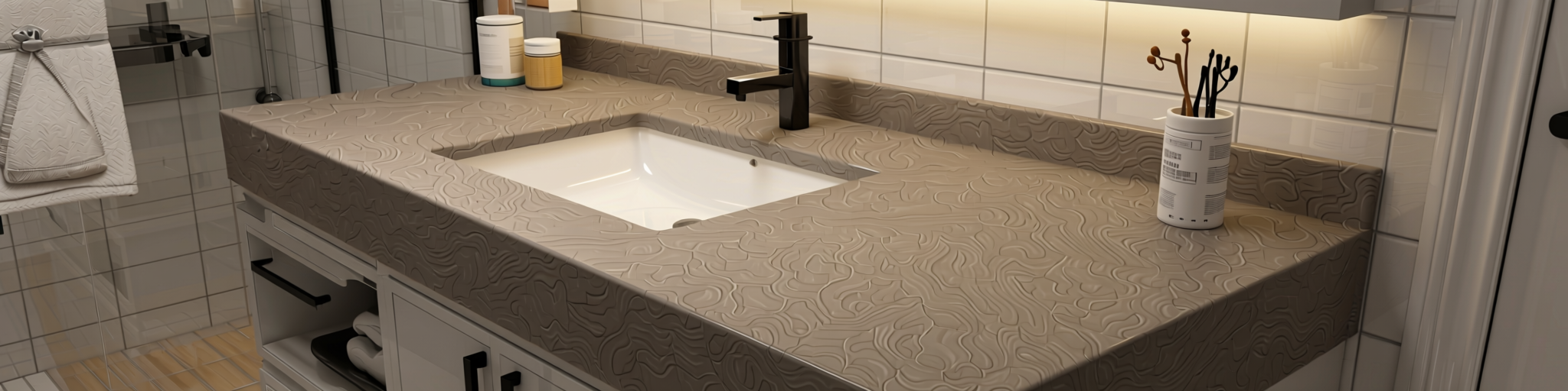 Plain Laminate 8x4 ft Texture 1 mm - DT 1002 — application view in a bathroom