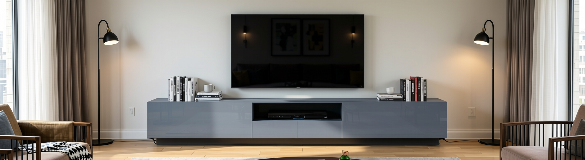 Plain Laminate 8x4 ft Texture 1 mm - DT 1106 — application view in a contemporary living room