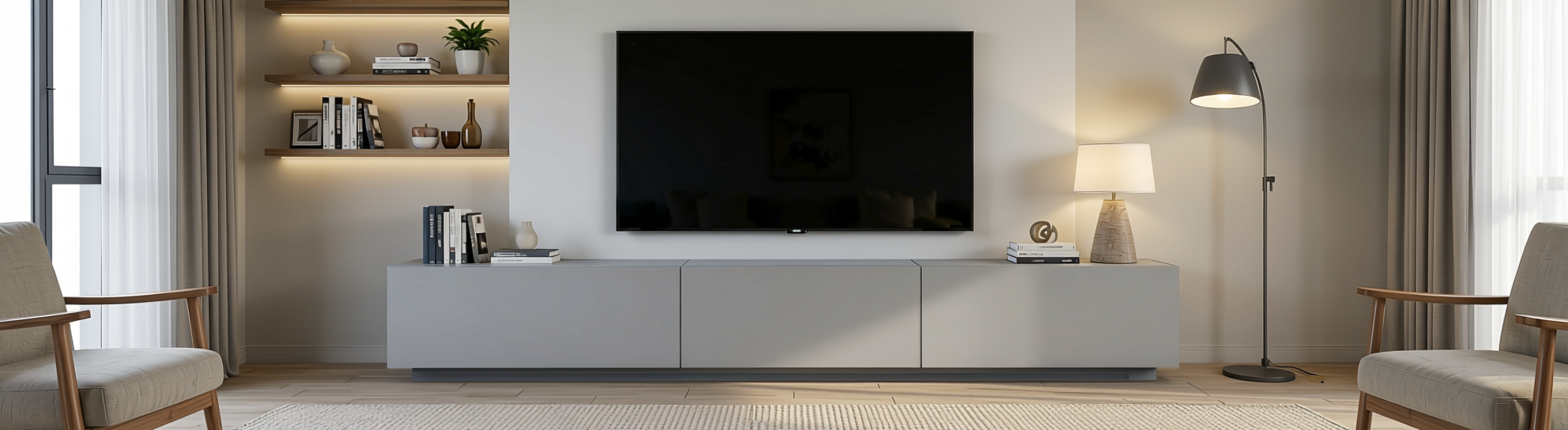 Plain Laminate 8x4 ft Texture 1 mm - DT 1128 — application view in a contemporary living room