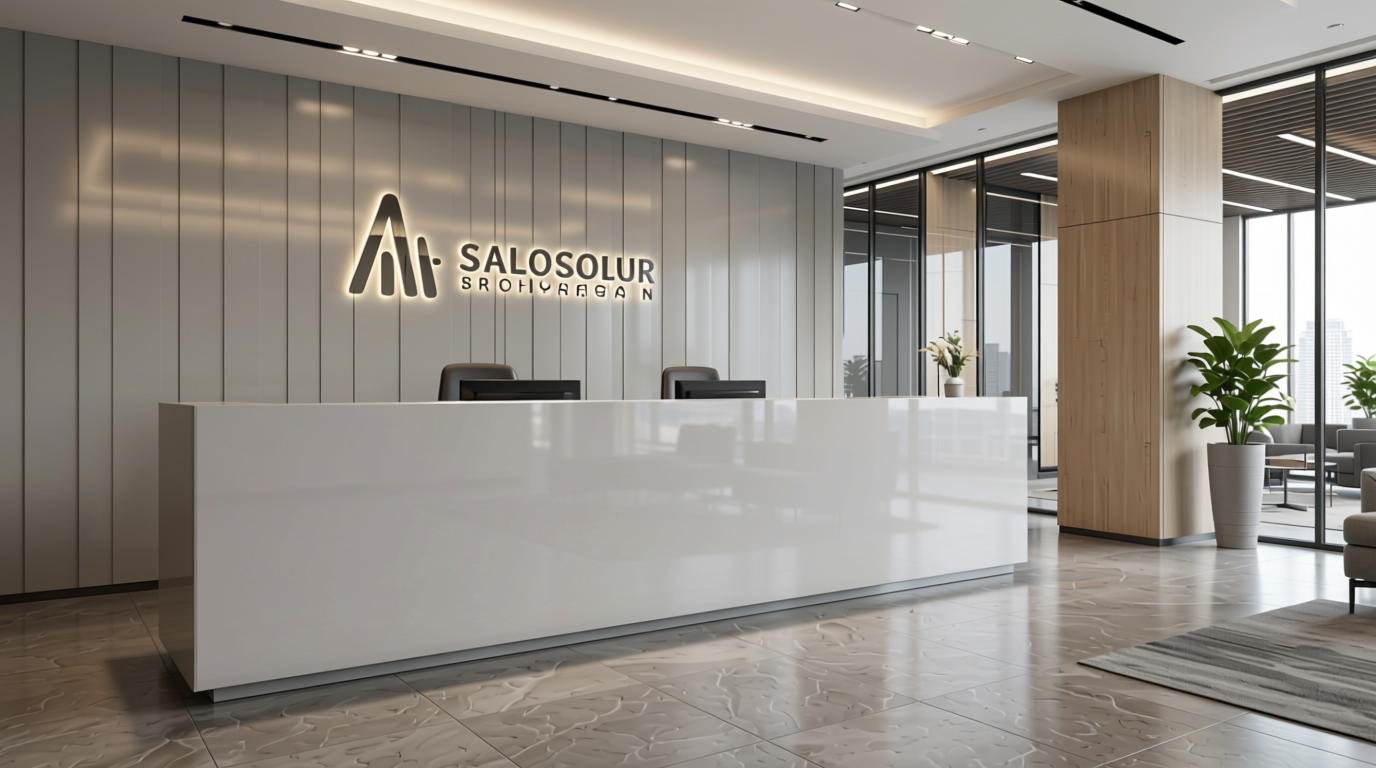 Fluted Laminate 8x4 ft Texture 1 mm - VF 1108 — application view in a sleek office lobby