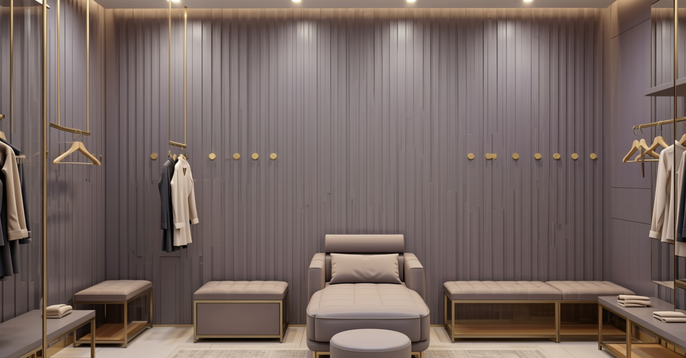 Fluted Laminate 8x4 ft Texture 1 mm - VF 1110 — application view in a high-end retail