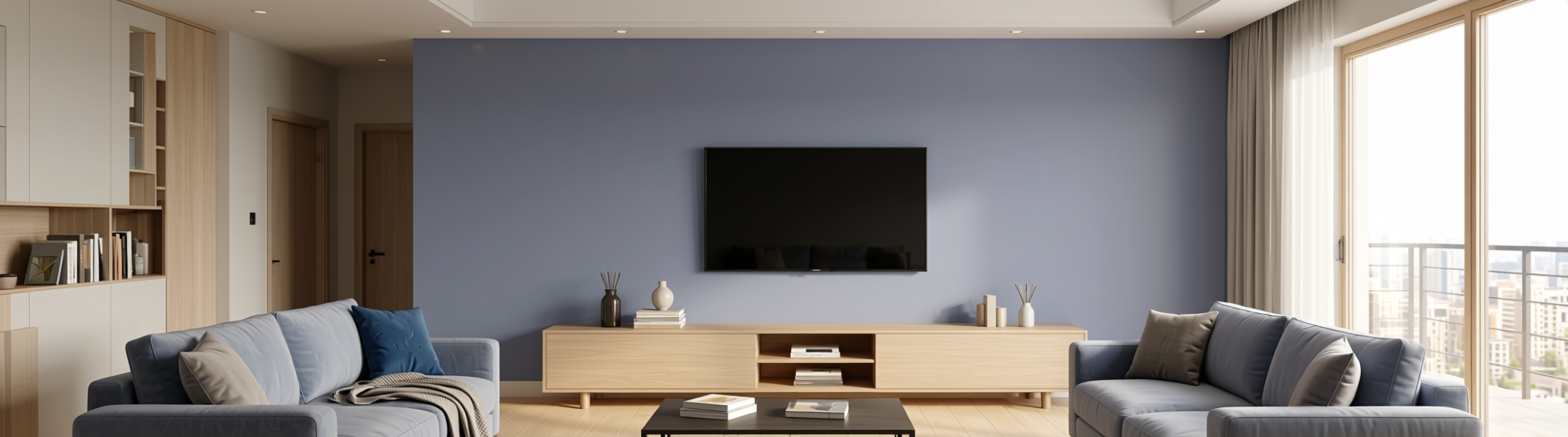 Plain Laminate 8x4 ft Texture 1 mm - GS 1305 — application view in a modern living room