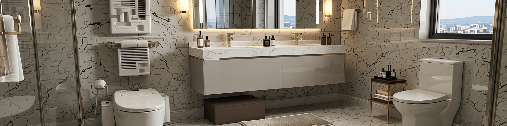 Plain Laminate 8x4 ft High Gloss 1 mm - HG 1002 — application view in a luxury bathroom