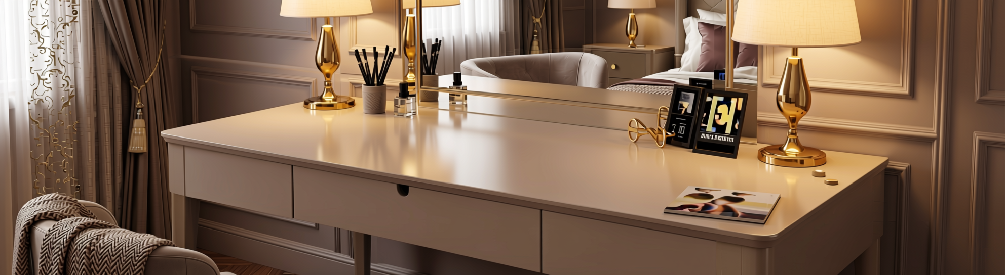 Plain Laminate 8x4 ft High Gloss 1 mm - HG 1009 — application view in a glamorous bedroom
