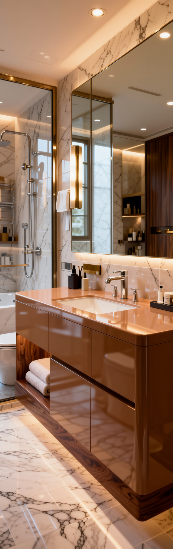 Plain Laminate 8x4 ft High Gloss 1 mm - HG 1011 — application view in a luxury bathroom