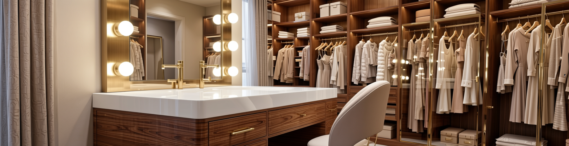 Plain Laminate 8x4 ft High Gloss 1 mm - HG 1028 — application view in a glamorous dressing room