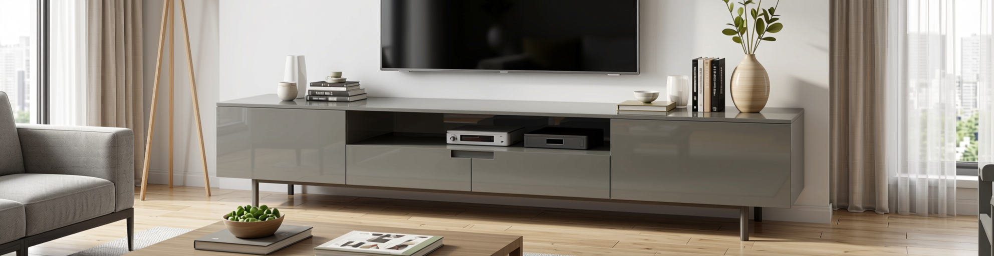 Plain Laminate 8x4 ft High Gloss 1 mm - HG 1119 — application view in a modern living room
