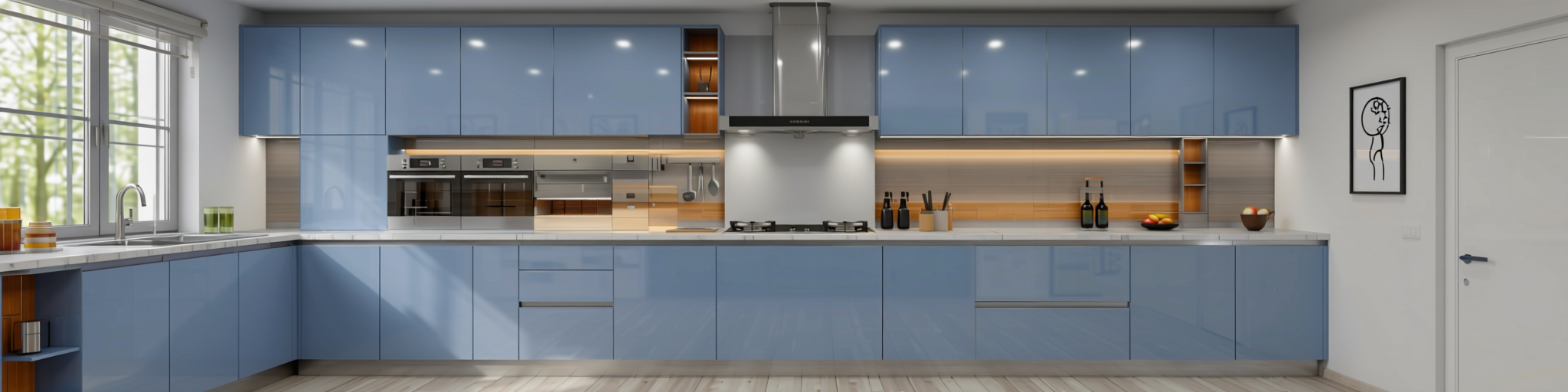 Plain Laminate 8x4 ft High Gloss 1 mm - HG 1121 — application view in a sleek kitchen