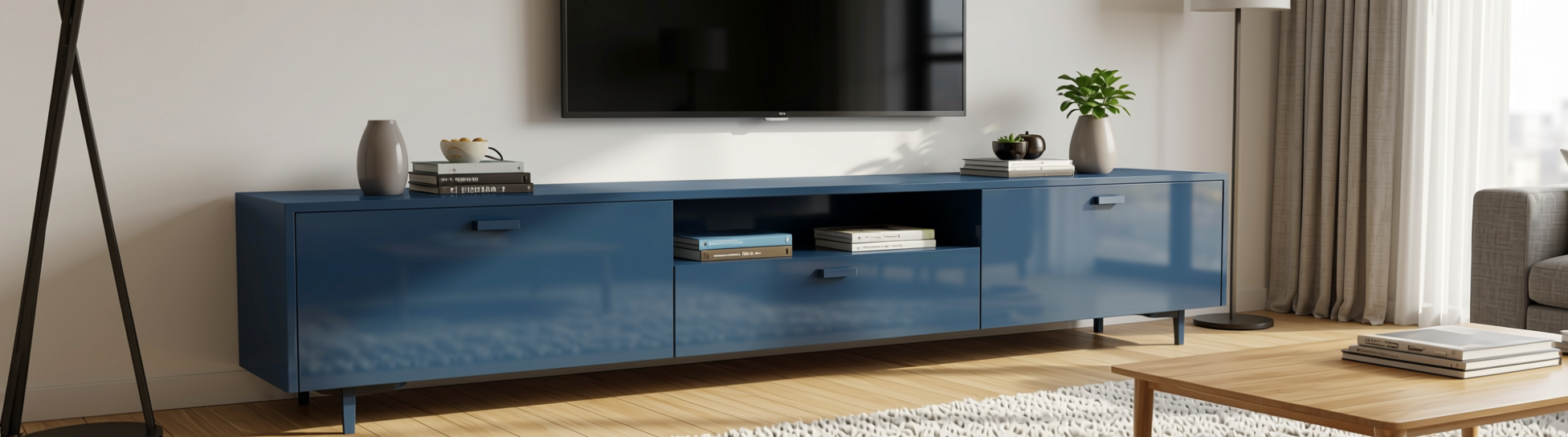 Plain Laminate 8x4 ft High Gloss 1 mm - HG 1124 — application view in a modern living room
