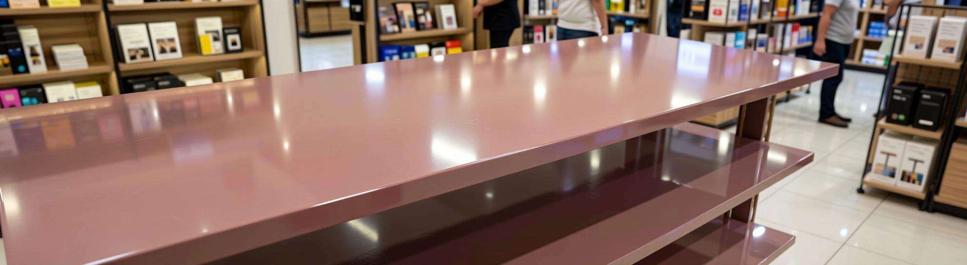 Plain Laminate 8x4 ft High Gloss 1 mm - HG 1131 — application view in a retail store