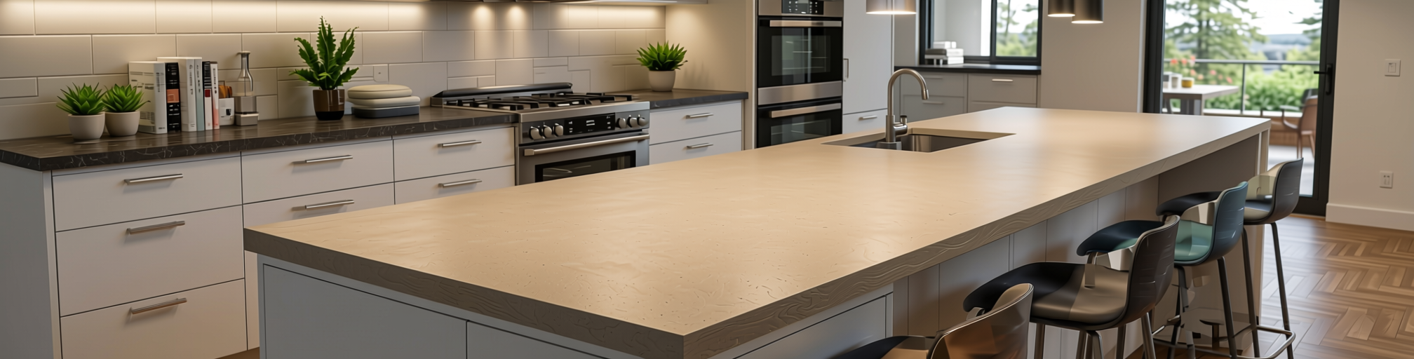 Plain Laminate 8x4 ft Texture 1 mm - RS 1005 — application view in a modern kitchen