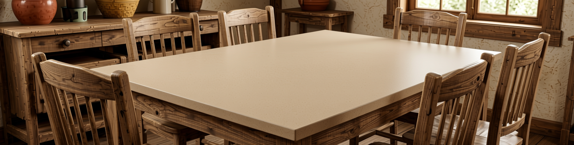 Plain Laminate 8x4 ft Texture 1 mm - RS 1103 — application view in a rustic dining room
