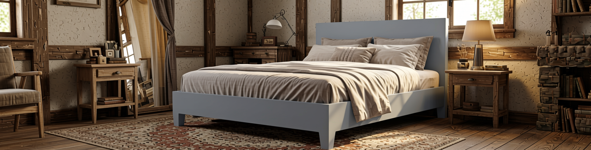 Plain Laminate 8x4 ft Texture 1 mm - RS 1122 — application view in a rustic bedroom