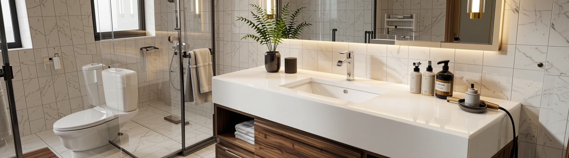 Solid Colors Plain Laminate 8x4 ft High Gloss 1 mm - HG 1112 — application view in a luxury bathroom