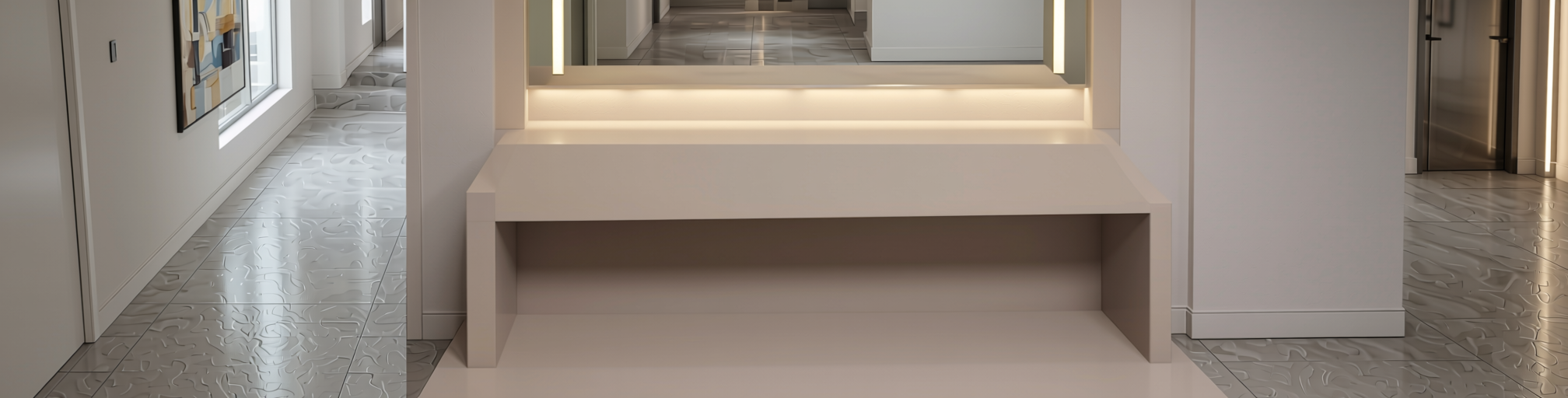 Plain Laminate 8x4 ft Texture 1 mm - ST 1002 — application view in a modern hallway