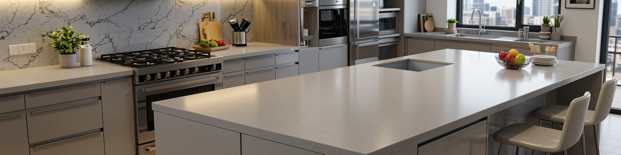 Plain Laminate 8x4 ft Texture 1 mm - ST 1004 — application view in a modern kitchen