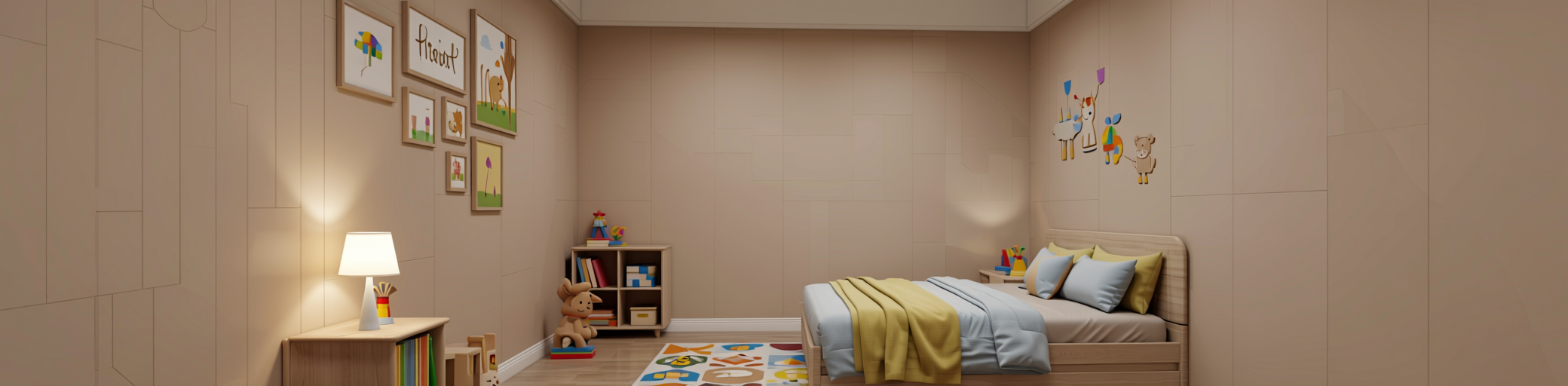 Plain Laminate 8x4 ft Texture 1 mm - ST 1009 — application view in a kids' room