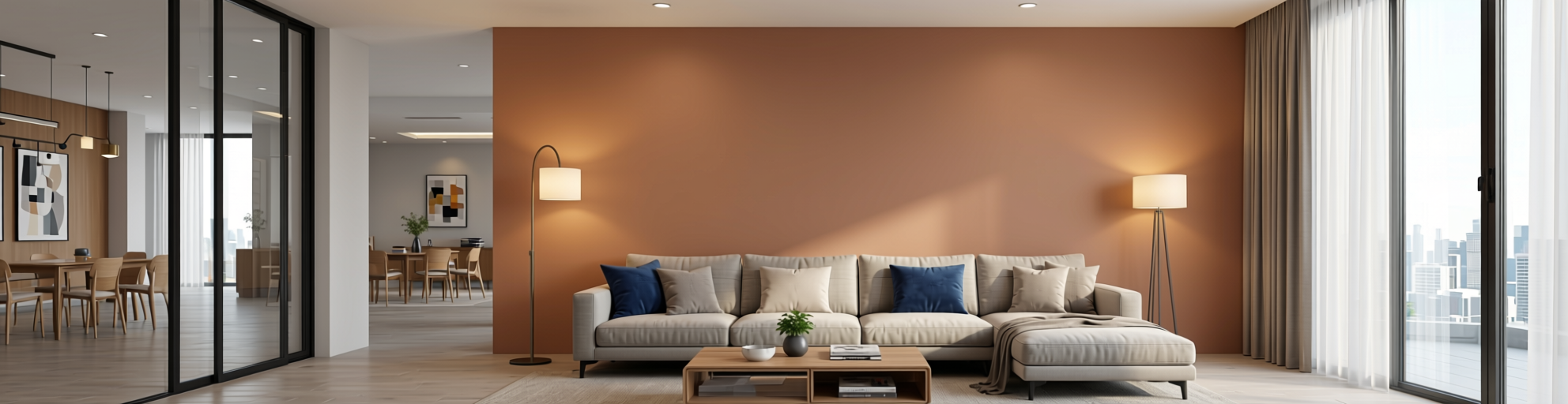 Plain Laminate 8x4 ft Texture 1 mm - ST 1011 — application view in a modern living room