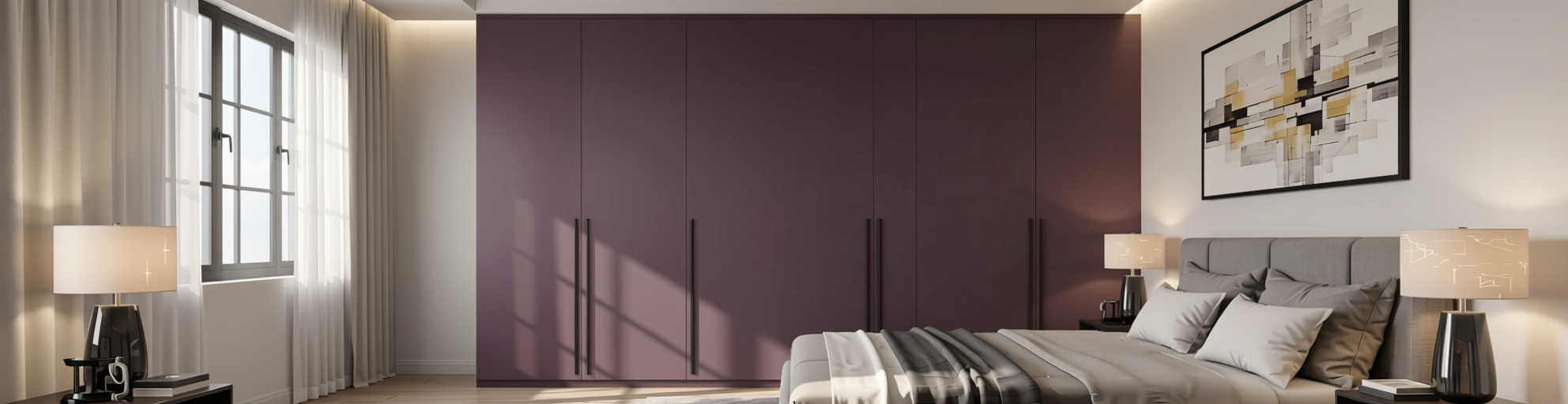 Plain Laminate 8x4 ft Texture 1 mm - ST 1012 — application view in a sleek bedroom