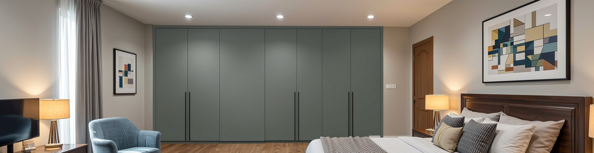 Plain Laminate 8x4 ft Texture 1 mm - ST 1023 — application view in a guest room