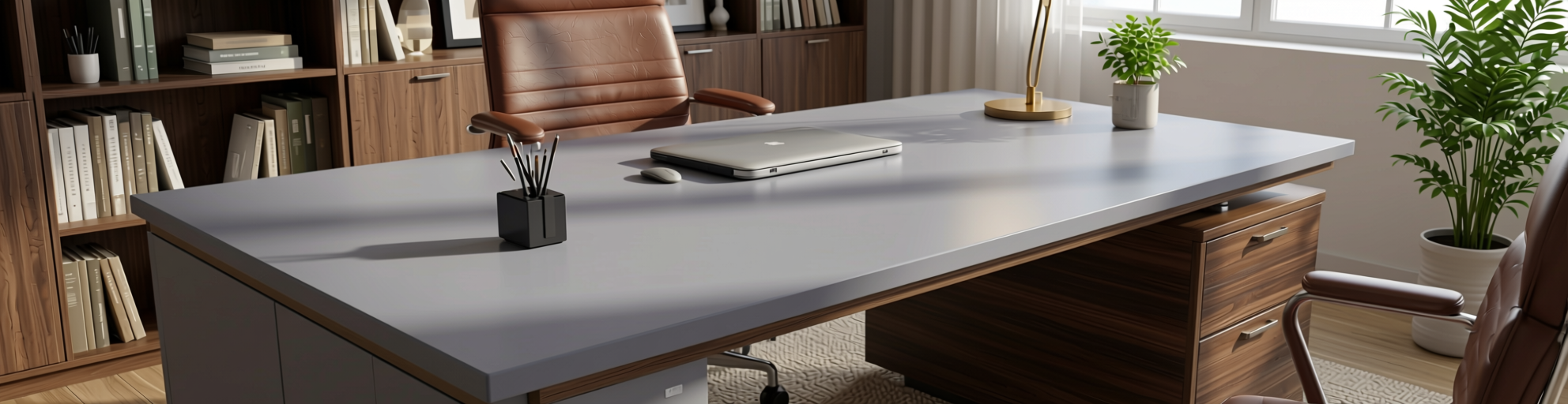 Plain Laminate 8x4 ft Texture 1 mm - ST 1105 — application view in a home office